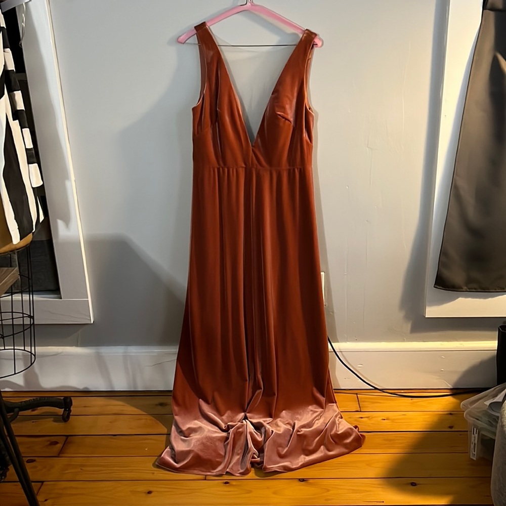 Beautiful pink velvet formal dress. Worn once.